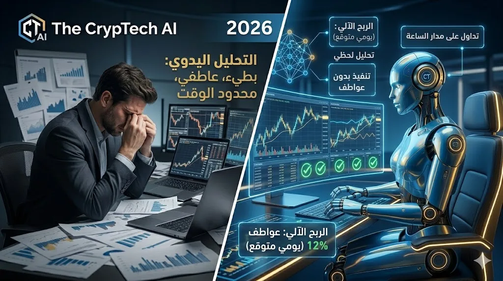 روبوتات التداول الآلي مقابل التداول اليدوي 2026 – سرعة الذكاء الاصطناعي في الكريبتو – The CrypTech AI
