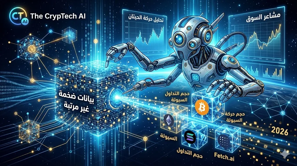 تحليل البيانات الضخمة في الكريبتو باستخدام الذكاء الاصطناعي 2026 – فحص الحيتان والسيولة – The CrypTech AI