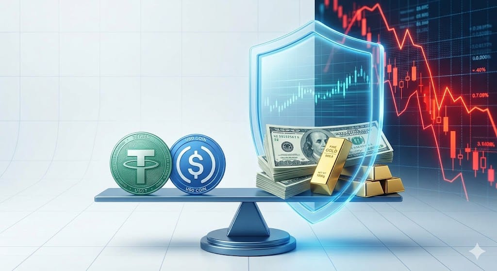 صورة توضيحية لللعملات المستقرة مثل USDT - USDC
