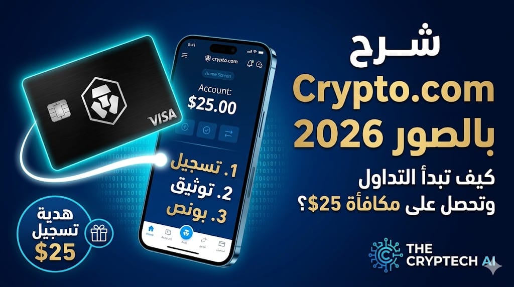 شرح منصة Crypto.com بالصور 2026 للحصول على بونص 25$