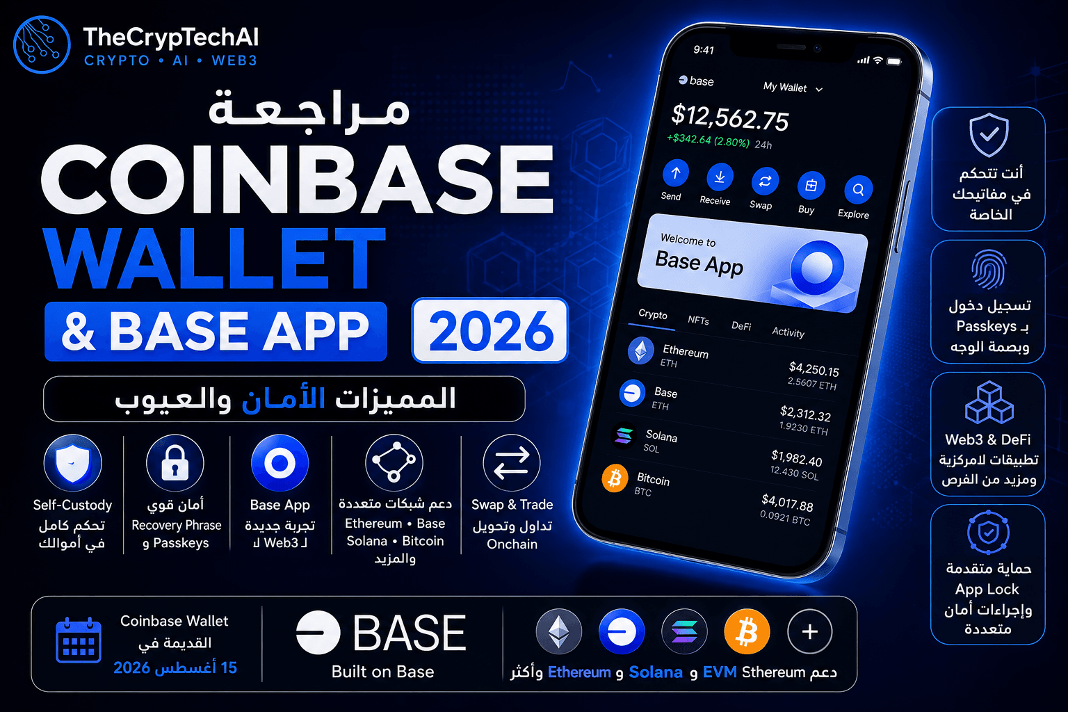 مراجعة Coinbase Wallet وBase App 2026 المميزات والأمان والعيوب