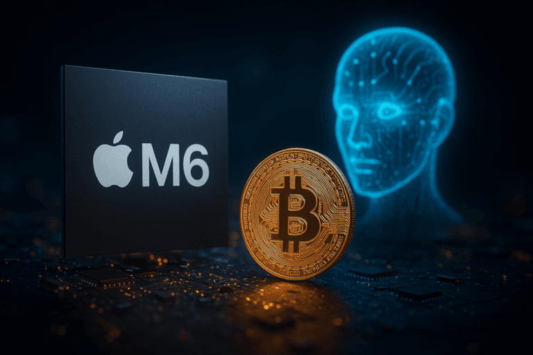 Apple M6 - صورة توضيحية لإعلان Apple M6 وشريحة M5 Ultra الموجهتين للحوسبة والذكاء الاصطناعي