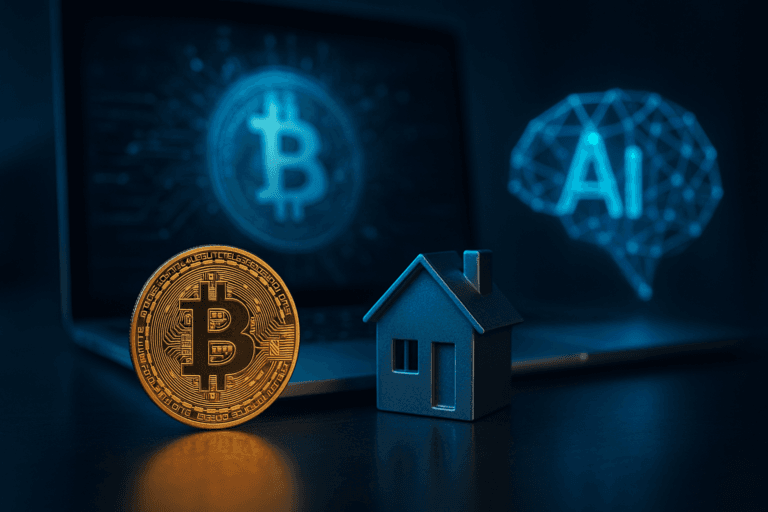 Bitcoin mortgage - منزل ورمز بيتكوين يوضح فكرة Bitcoin mortgage بضمان العملات الرقمية