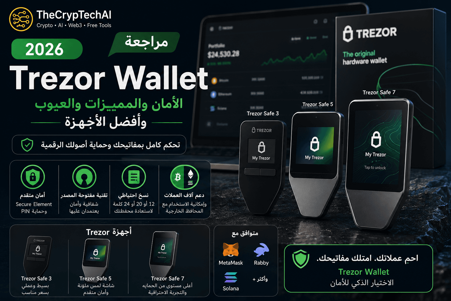مراجعة Trezor Wallet 2026 الأمان والمميزات والعيوب
